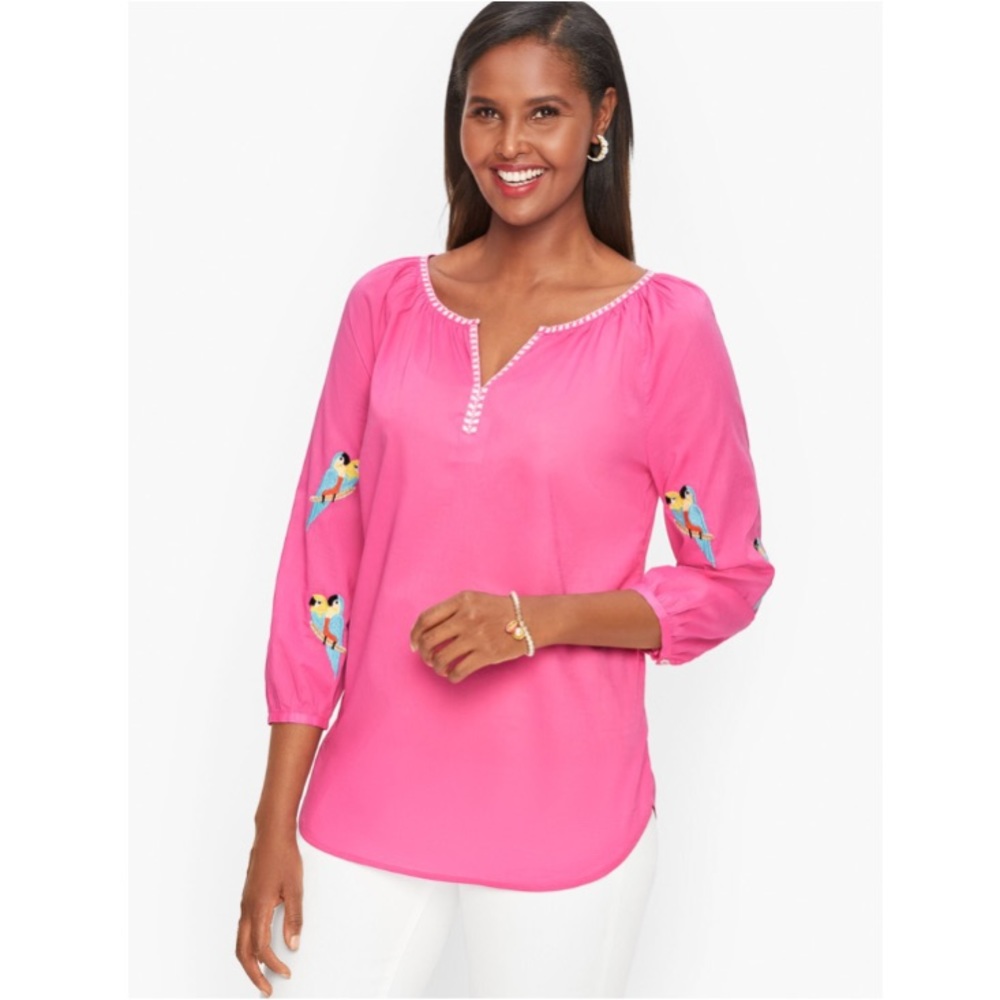 TALBOTS | PARROT EMBELLISHED VOILE POPOVER